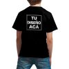 modelo con remera personalizada negra ilustrativa estampa espalda niños - FL Fábrica de Ropa