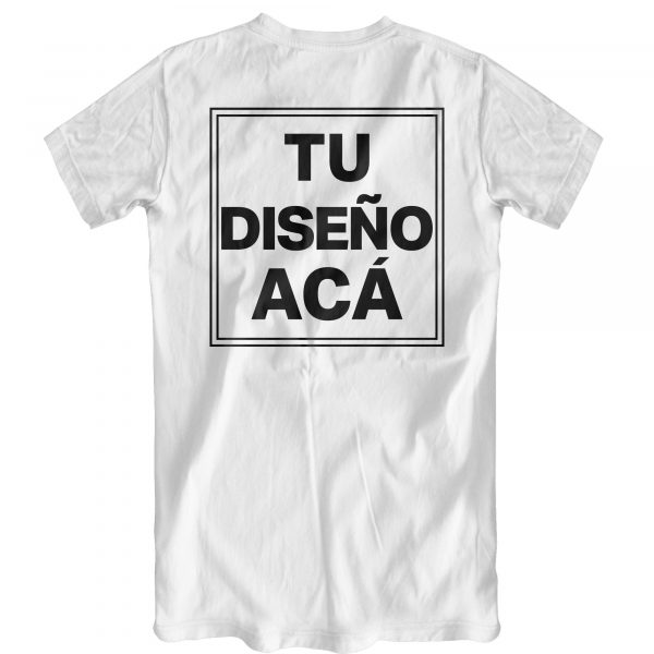 remera personalizada blanca ilustrativa estampa espalda adultos - FL Fábrica de Ropa