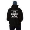 Buzos Oversize Personalizados color negro espalda hombre