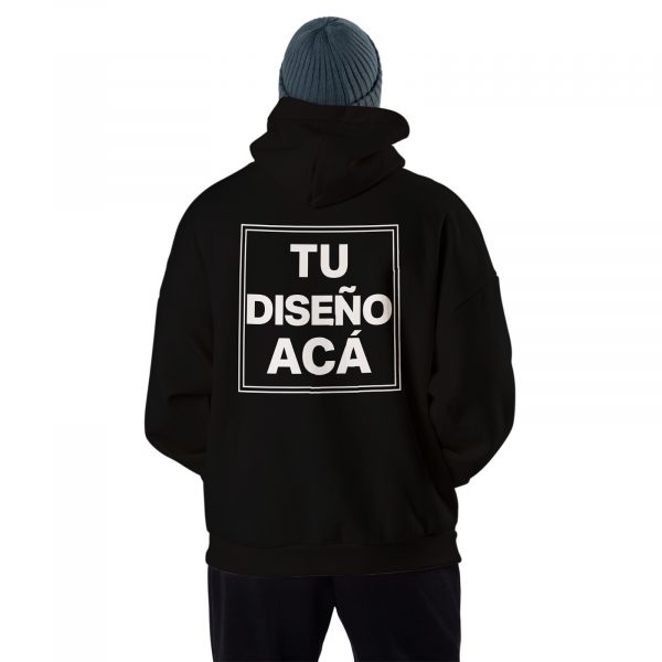 Buzos Oversize Personalizados color negro espalda hombre