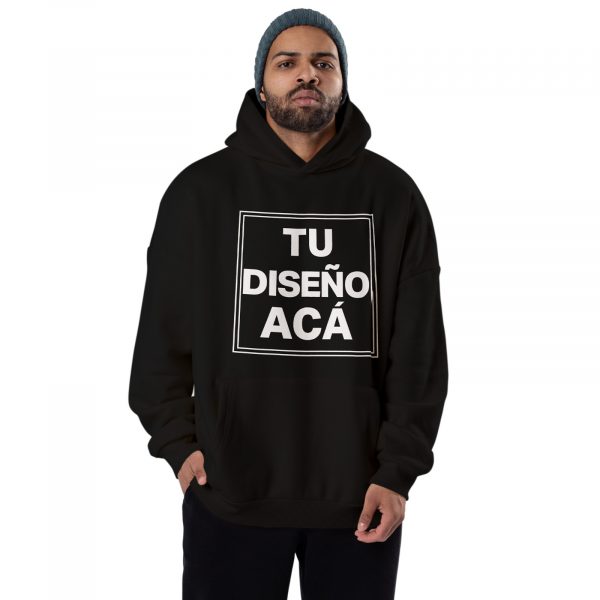 Buzos Oversize Personalizados color negro frente hombre