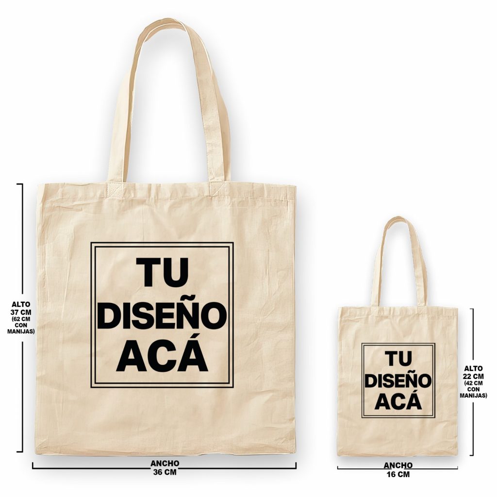 Guia de talles Tote Bag Personalizada o Bolsas de Lienzo por FL Fábrica de Ropa