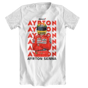 Remera Ayrton Senna blanco frente por FL Fábrica de Ropa
