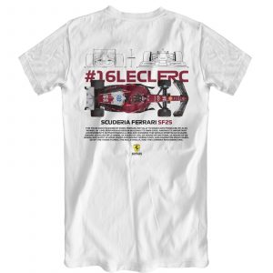 Remera Charles Leclerc blanco espalda por FL Fábrica de Ropa