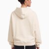 buzo oversize personalizado con dtf, color blanco off white (también conocido como beige, crema o blanco hueso), frisa invisible, algodón 100%, hecho en fl fábrica de ropa.