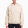 buzo oversize personalizado con dtf, color blanco off white (también conocido como beige, crema o blanco hueso), frisa invisible, algodón 100%, hecho en fl fábrica de ropa.